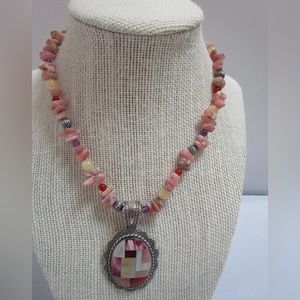 Carolyn Pollack SS 925 Mother of Pearl Multi Stone Necklace